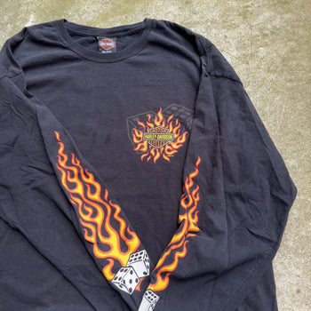 2000S HARLEY DAVIDSON DICE FLAMES LONGSLEEVE TEE