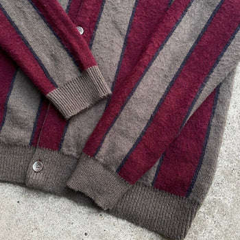 STUSSY MOHAIR VERTICAL STRIPED FUZZY CARDIGAN