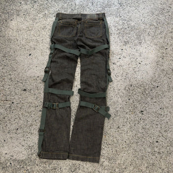 2003 Dolce & Gabbana AW03 Runway Bondage Parachute Denim Grey