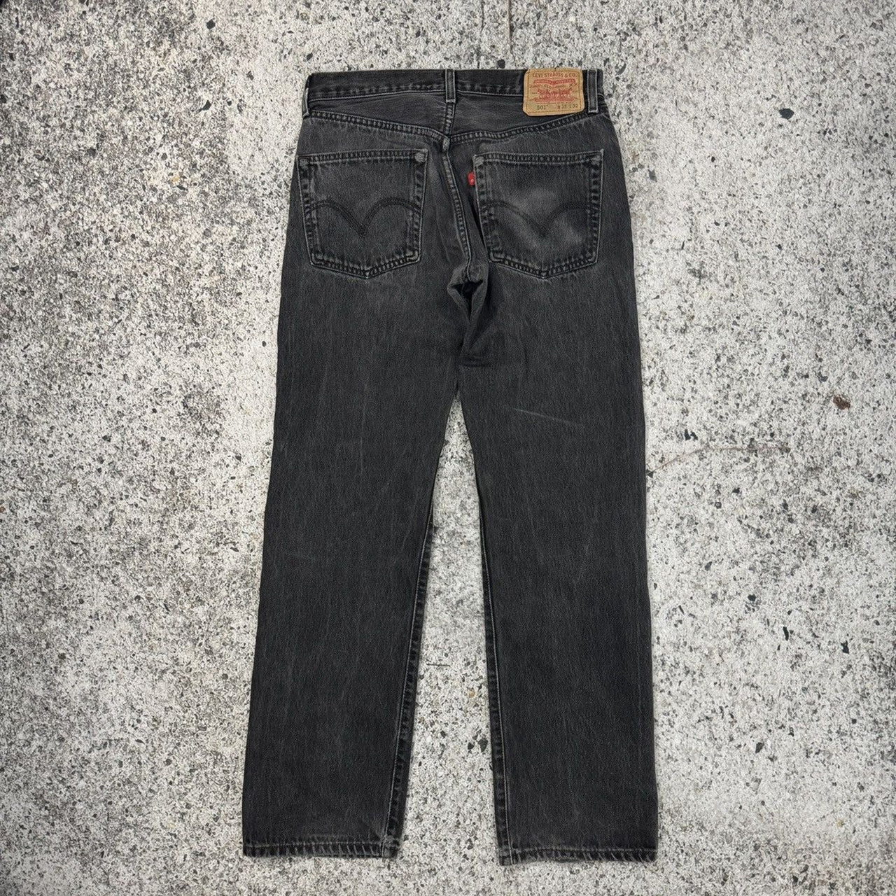 1990s LEVI'S 501 BLACK FADED THRASHED DENIM JEANS