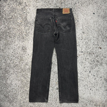 1990s LEVI'S 501 BLACK FADED THRASHED DENIM JEANS