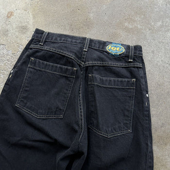 1990S/2000S Y2K BAGGY BLACK DENIM SKATER JEAN SHORTS JORTS