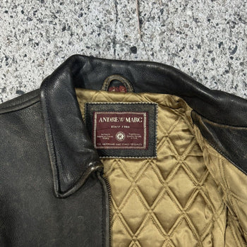 1990s BLACK FADED AGED LEATHER JACKET