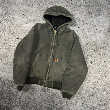 2000s CARHARTT THRASHED FADED HOODED WORK JACKET