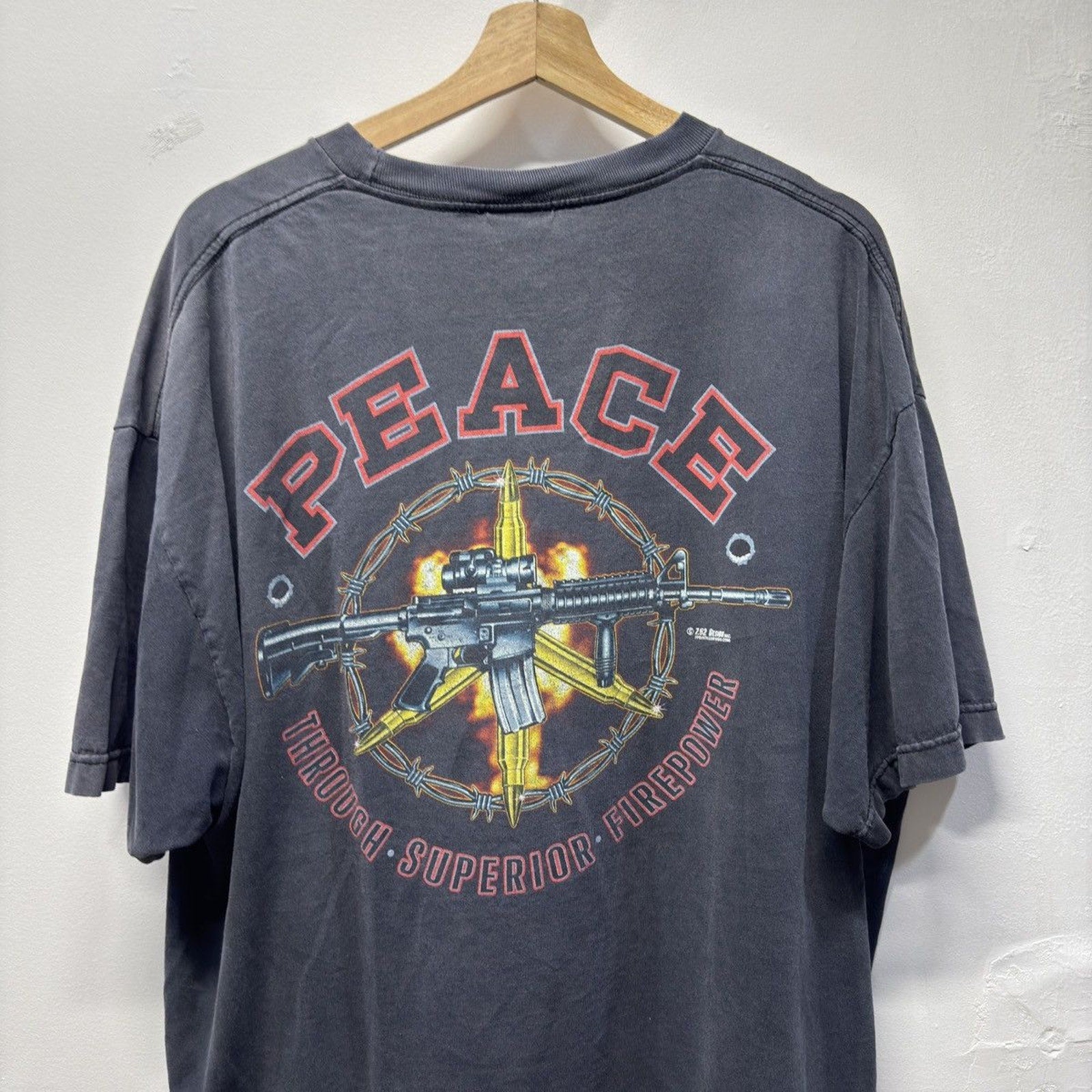 1990s Assault Rifle Gun Peace Faded Tee