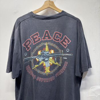 1990s Assault Rifle Gun Peace Faded Tee