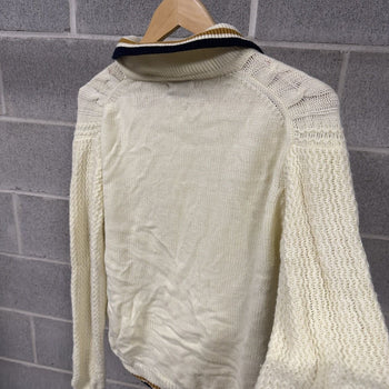 1960s Acrylic Cable Knit Golf Zip Sweater