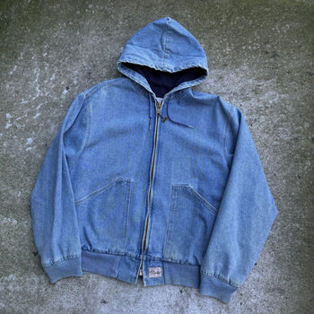 1990S WALLS THERMAL LINED RAGLAN CUT HOODED DENIM ZIP UP JACKET