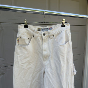 1990s Bugle Boy Cream Wide Leg Skater Carpenter Pants