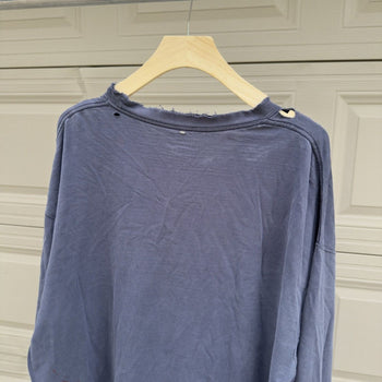 2000s Thrashed Faded Distressed Blue Longsleeve Tee