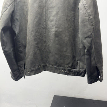 2000s Faded Black Leather Blouson Jacket