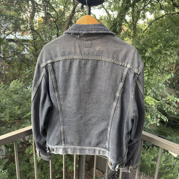 1980s Thrashed Faded Distressed Black Lee Rider's Denim Jacket