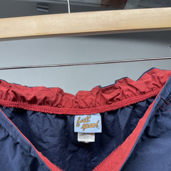 2000s Navy Blue Red Nylon Cargo Track Pants