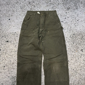 2000s CARHARTT FADED DOUBLE KNEE B136 MOSS MADE IN USA PANTS