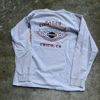 2000S HARLEY FADED THRASHED FLAME LOGO LONGSLEEVE TEE