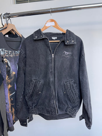 1990s FORD MUSTANG BLACK STONE WASHED JACKET