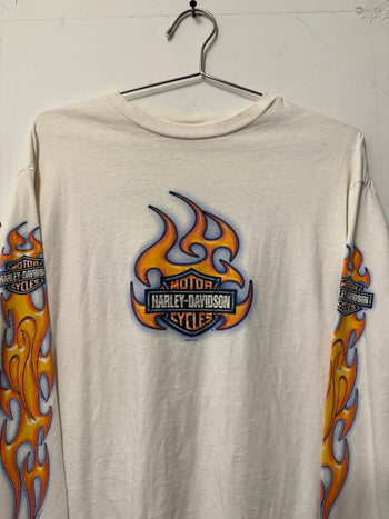 2000s HARLEY DAVIDSON FLAME LOGO FADED THRASHED LONGSLEEVE