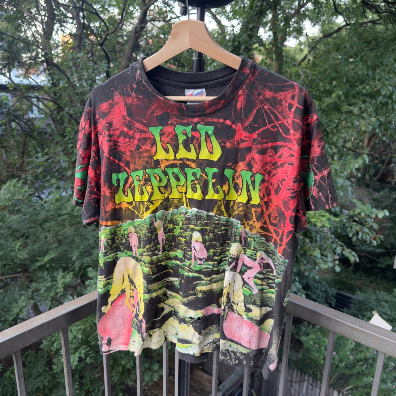 1990s Led Zeppelin Houses of Holy Thrashed AOP Band Tee