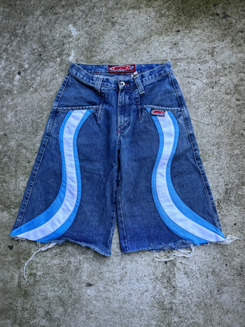 1990s JNCO JEANS HYPNOTIX SHORTS CUT THRASHED