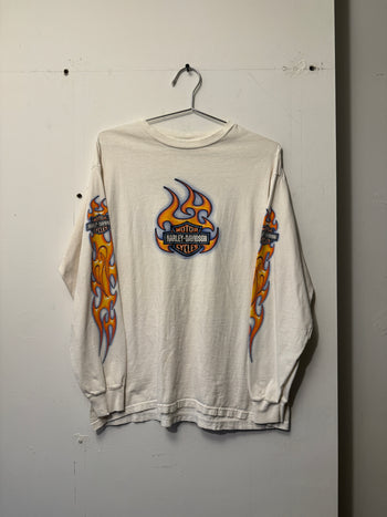 2000s HARLEY DAVIDSON FLAME LOGO FADED THRASHED LONGSLEEVE