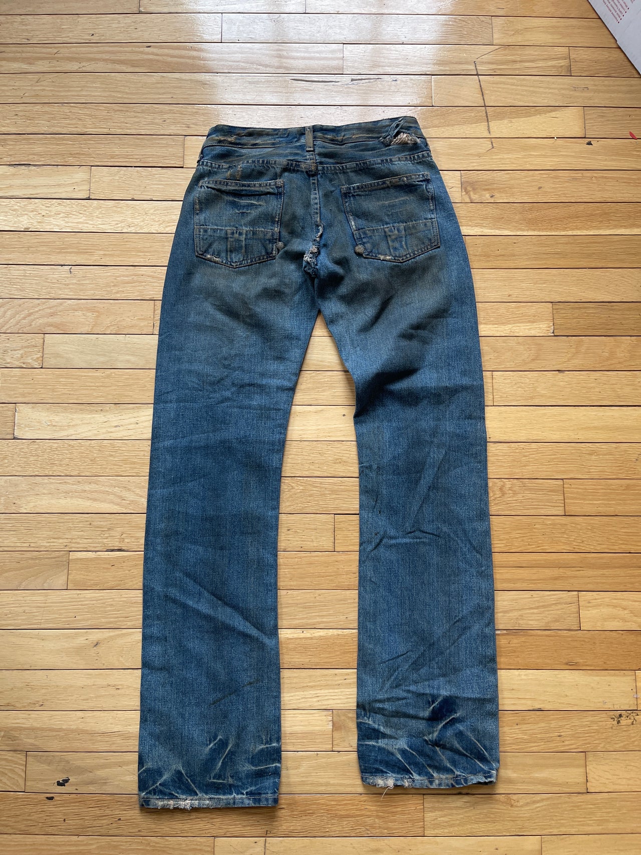 RICK OWENS SLAB JEANS DE DENIM LAVADOS CON ACEITE