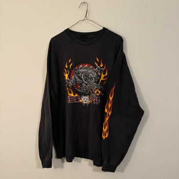 2000s Y2K FADED DRAGON FLAME LONGSLEEVE TEE