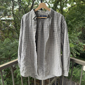 2000s Polo Ralph Lauren Gray Plaid Shirt