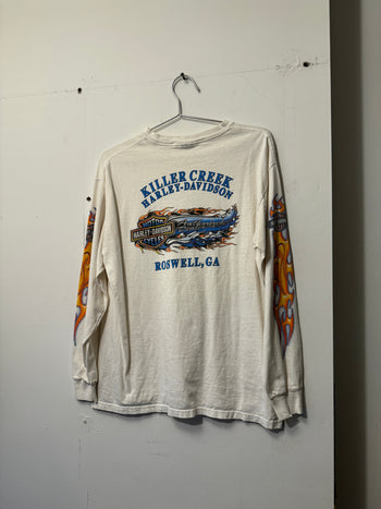 2000s HARLEY DAVIDSON FLAME LOGO FADED THRASHED LONGSLEEVE