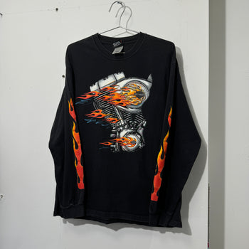 2000S HARLEY DAVIDSON FLAME V-TWIN ENGINE LONGSLEEVE TEE