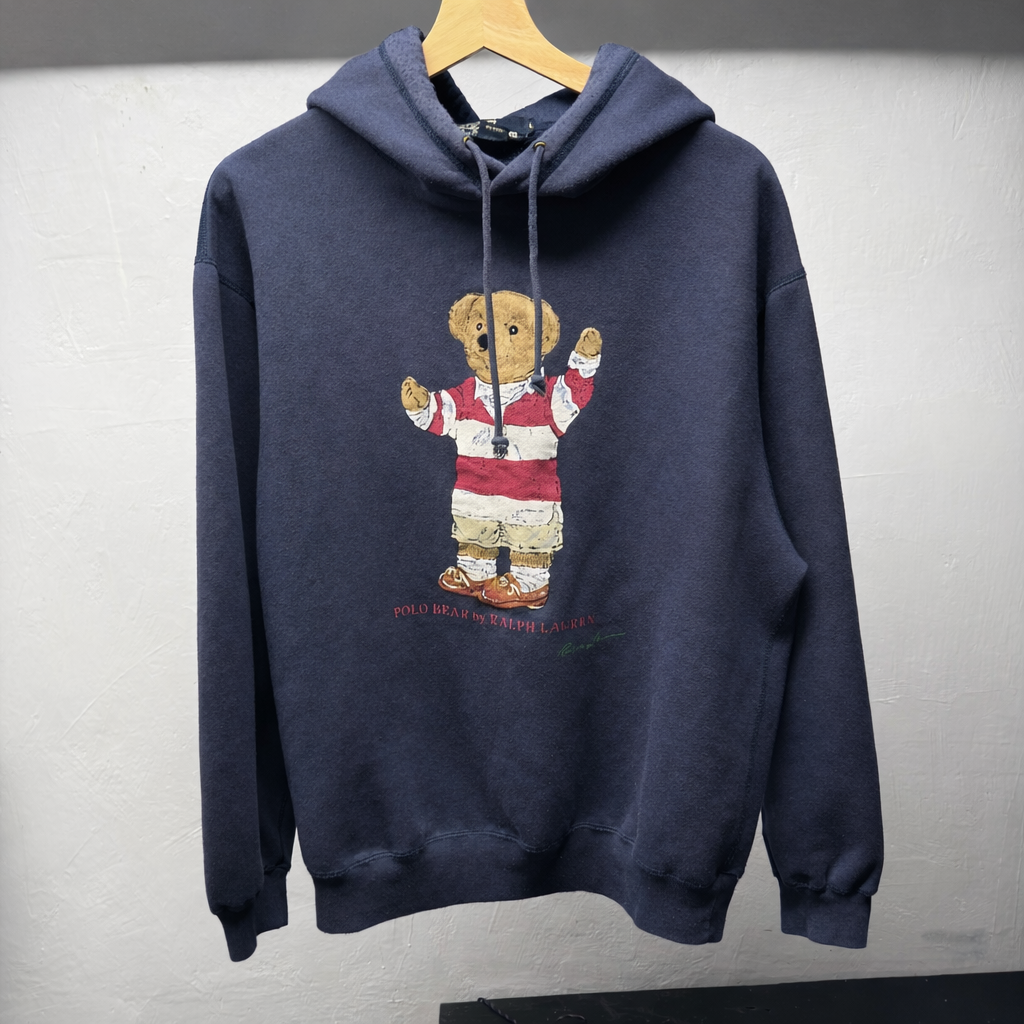 2000s Polo Ralph Lauren Polo Bear Hoodie Faded Thrashed
