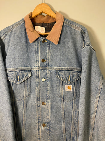 1990s CARHARTT BLANKET LINED DENIM TRUCKER JACKET