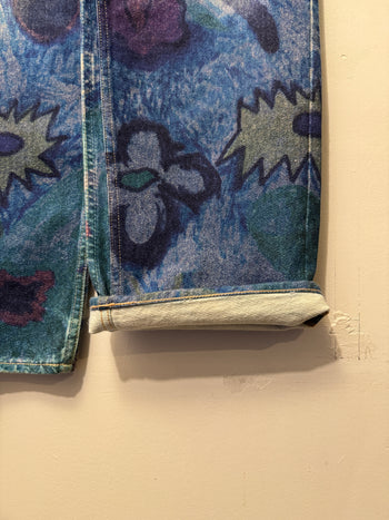 OUR LEGACY THIRD CUT DIGITAL CHALK PRINT FLOWER HANK GRUNER DENIM JEANS