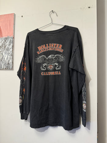 2000s HARLEY DAVIDSON METAL BAT WING FLAME LONGSLEEVE TEE