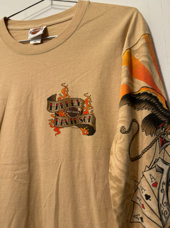 2000s HARLEY DAVIDSON TATTOO FLAME PIN UP LONGSLEEVE TEE