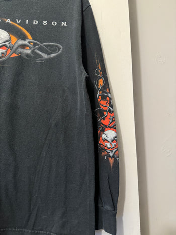 2000s HARLEY DAVIDSON SKULL FLAME LONGSLEEVE TEE