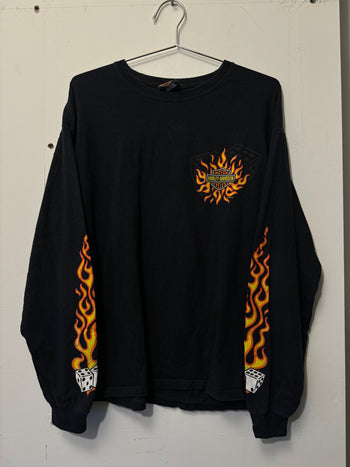 2000S HARLEY DAVIDSON DICE FLAME LONGSLEEVE TEE