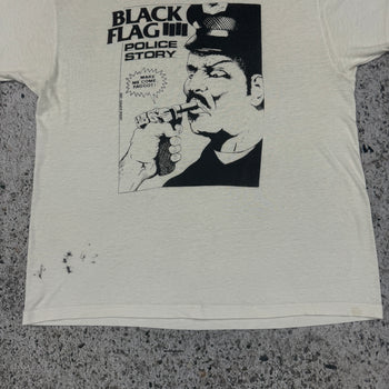 1980s THRASHED BLACK FLAG 4 POLICE STORY TEE