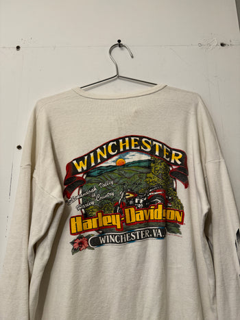 1980s HARLEY DAVIDSON THRASHED FADED LONGSLEEVE THERMAL TEE