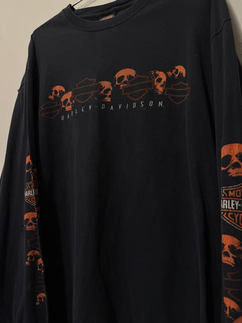 2000S HARLEY DAVIDSON SKULLS FADED LONGSLEEVE TEE