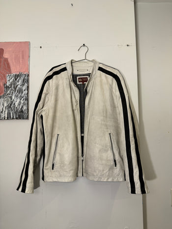 2000s WILSON’S LEATHER WHITE CAFE RACER BIKER JACKET