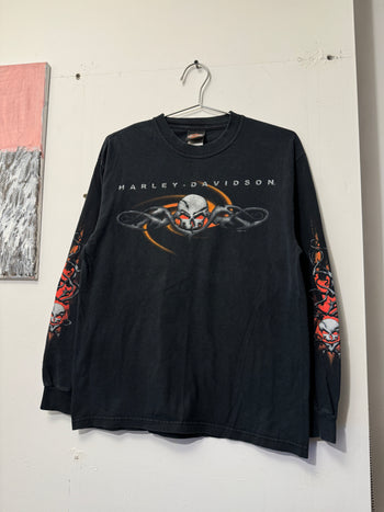 2000s HARLEY DAVIDSON SKULL FLAME LONGSLEEVE TEE