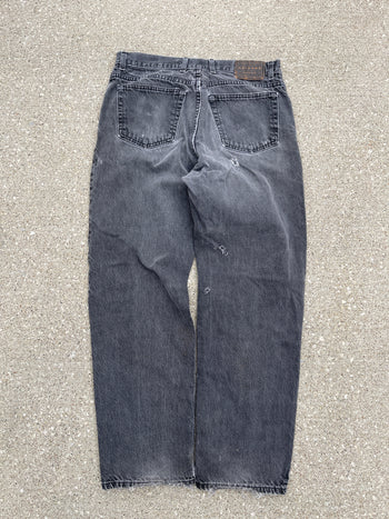 2000S THRASHED FADED BLACK BAGGY DENIM SKATER JEANS