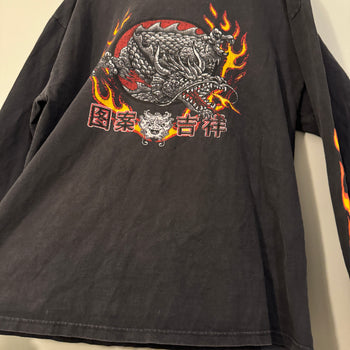 2000s Y2K FADED DRAGON FLAME LONGSLEEVE TEE