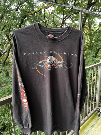 2000S HARLEY DAVIDSON SKULL FLAME LOGO LONGSLEEVE TEE