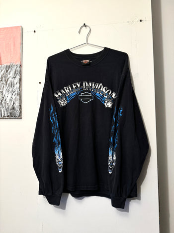 2000S HARLEY DAVIDSON DICE CLOWN FLAME LONGSLEEVE TEE