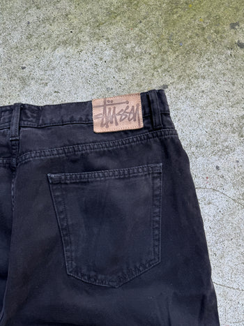 STUSSY WASHED CANVAS BLACK 8 BALL BIG OL’ JEANS