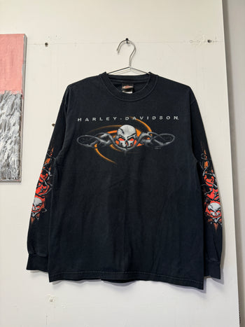 2000s HARLEY DAVIDSON SKULL FLAME LONGSLEEVE TEE