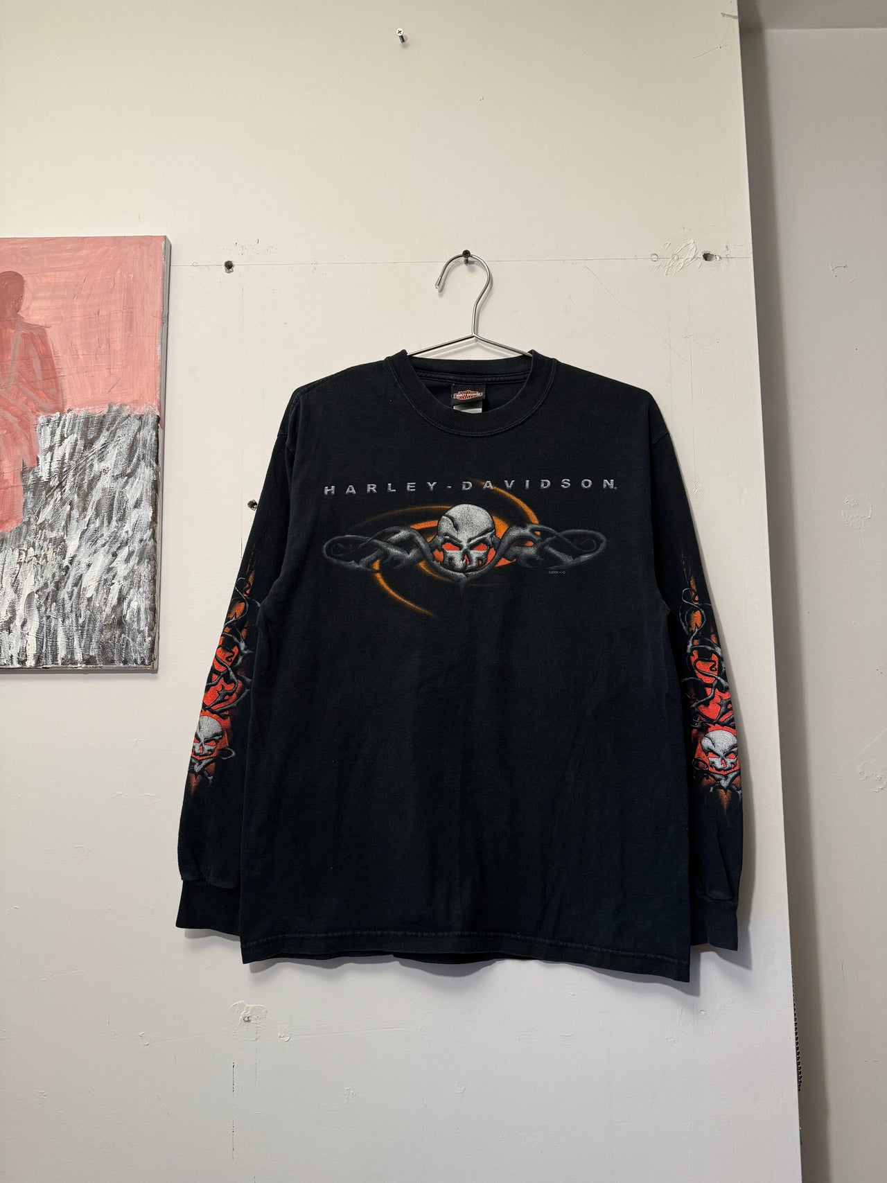 2000s HARLEY DAVIDSON SKULL FLAME LONGSLEEVE TEE