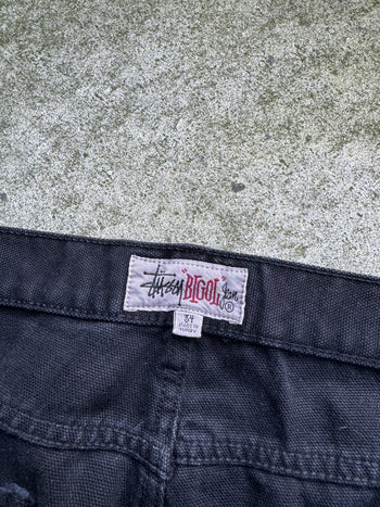 STUSSY WASHED CANVAS BLACK 8 BALL BIG OL’ JEANS