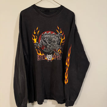 2000s Y2K FADED DRAGON FLAME LONGSLEEVE TEE